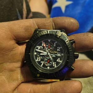 Breitling Black and White Chronograph Watch